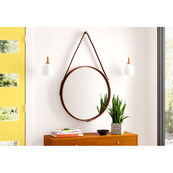 Leather Strap Hanging Wood Wall Mirror & Reviews | AllModern